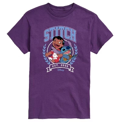 Мужская футболка Stitch Collegiate Group с коротким рукавом и графическим рисунком фиолетового цвета