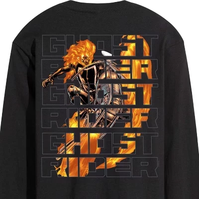 Men's -  - Ghost Rider Type Long Sleeve Graphic T-Shirt black