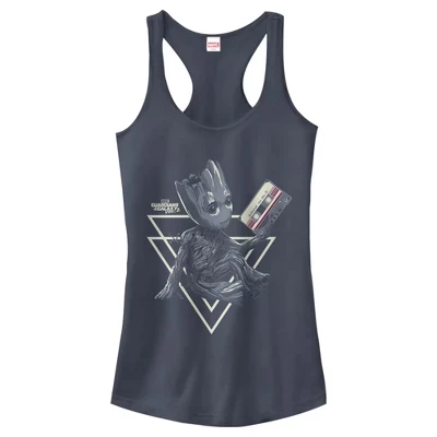 Женская майка для юниоров Groot Guardians of Galaxy 2 Tape Shape Racerback цвета индиго
