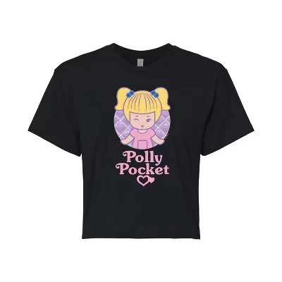 Женская кроп-футболка Polly Pocket Blonde Doll, черная