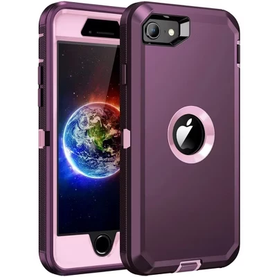 Чехол, совместимый с iPhone 8/7 / SE - Трехслойная сверхпрочная защита фиолетового цвета