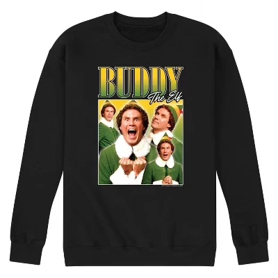 Мужская флисовая толстовка ELF - Christmas Buddy с графическим рисунком черного цвета