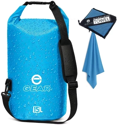 Гермомешок Enthusiast Gear 15 л с полотенцем, синий