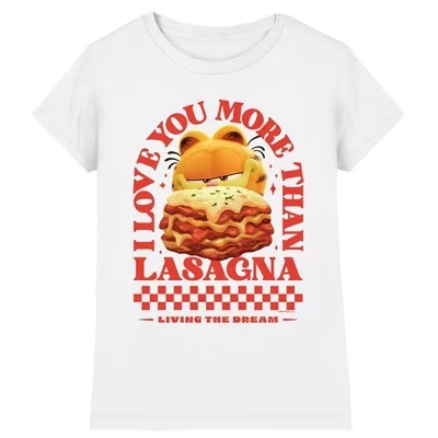 Girl's  Movie Love You More Than Lasagna Valentine T-Shirt white