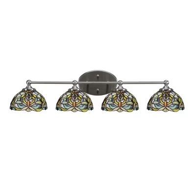 Туалетный столик Capri 4 - Light из матового никеля с 7-дюймовым абажуром из художественного стекла Kaleidoscope