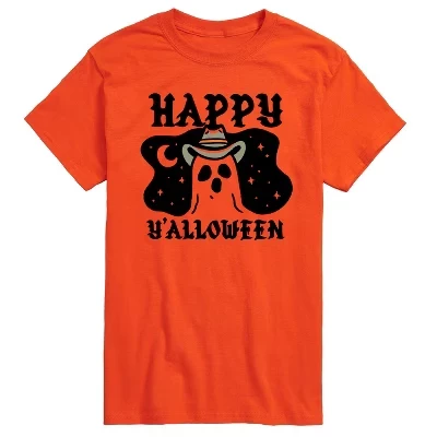 Мужская футболка Happy Y'alloween с коротким рукавом и рисунком оранжевого цвета