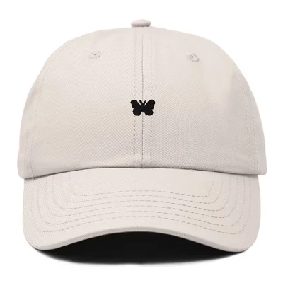 Маленькая вышитая бабочкой хлопчатобумажная шапочка Outdoor Dad Hat женская бежевая