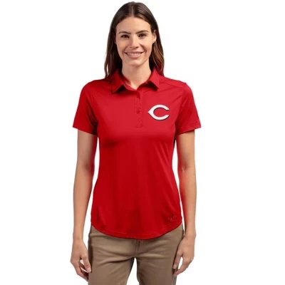 Красное женское поло с коротким рукавом Cincinnati Reds Prospect Eco Textured Stretch из переработанного материала красного цвета
