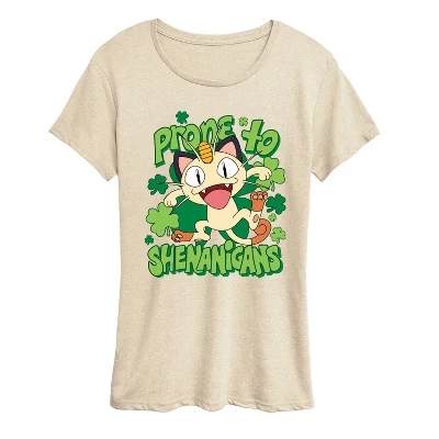 Женская футболка с коротким рукавом Meowth и рисунком 