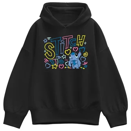 Женское худи Lilo & Stitch Stitch Coloring, черное