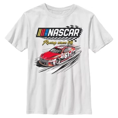 Мальчиковая футболка Nascar Racing Car 61, белая