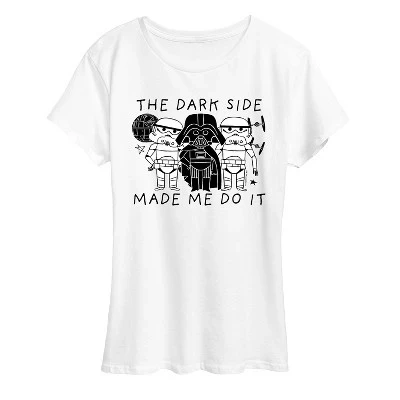 Женская футболка с коротким рукавом и рисунком The Dark Side Made Me Do It, белая