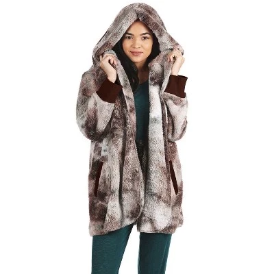 Женский плюшевый кардиган с капюшоном Memoi Tie Dye
