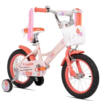 Детский велосипед JOYSTAR 12, 14, 16 дюймов для девочек 3, 4, 5, 6, 7 лет, детский велосипед с корзиной и тренировочными колесами, Двойная тормозная система для безопасного обучения оранжевый