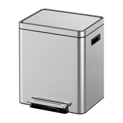 Мусорное ведро CuisinSmart двойное 2×20 л, серебристое
