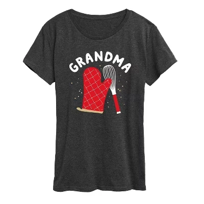 Женская футболка Baking Grandma с коротким рукавом и графическим рисунком heather charcoal