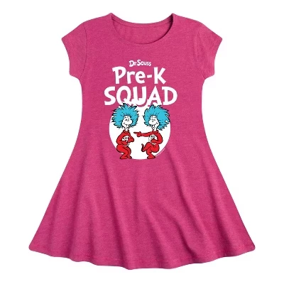 Наряды Pre-K Squad Thing 1 и Thing 2, Облегающее платье с короткими рукавами цвета Хизер фуксия
