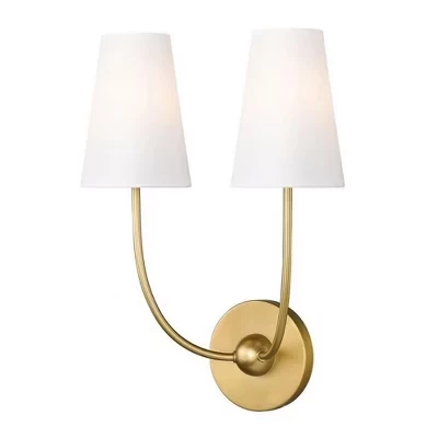 Настенное бра Shannon Collection 2-Light - Элегантный стальной светильник для гостиной и прихожей золотистого цвета