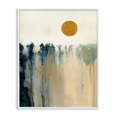 Абстрактный дневной Солнечный пейзаж Плавные формы Дизайн в рамке Giclee Art white