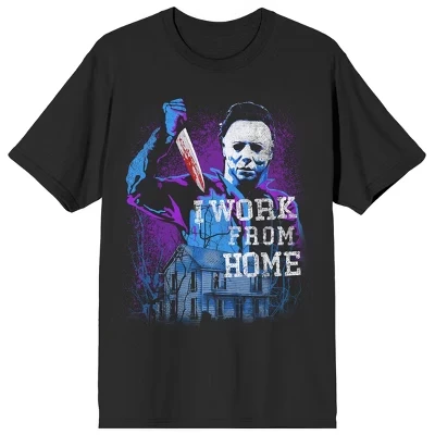 Черная футболка с круглым вырезом и коротким рукавом для взрослых John Carpenter's Mike Meyers I Work From Home черного цвета