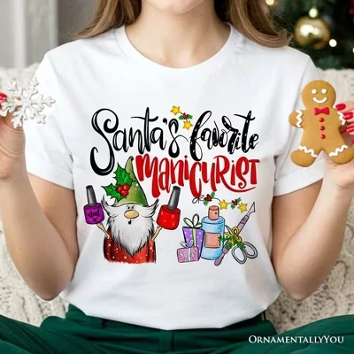 Женская футболка OrnamentallyYou «Маникюристка Санты» белая