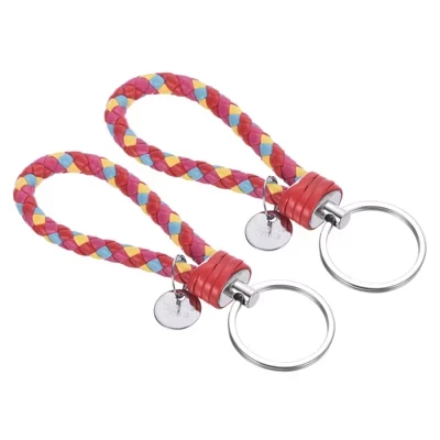 Брелок Unique Bargains плетёный PU с кольцом, 2 шт., желтый