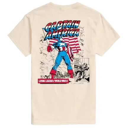 Мужская футболка с коротким рукавом Captain America Living Legend кремового цвета с графическим рисунком