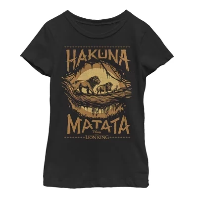 Женская футболка Lion King Hakuna Matata Jungle Trio для девочек, черная