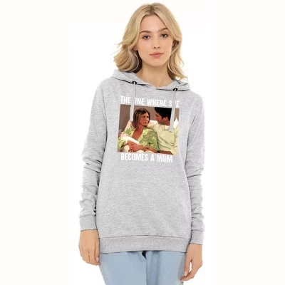Женское худи Friends «The One Where She Becomes Mom», серое
