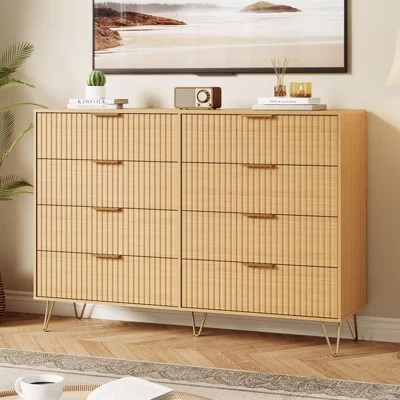 Комод COZONY с 8 ящиками, 140 см, натуральный