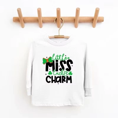 Молодежная футболка Little Miss Lucky Charm с длинным рукавом белого цвета