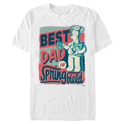 Мужская футболка Homer Simpson Best Dad in Springfield, посвященная Дню отца, белая