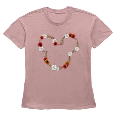 Женская весенняя футболка Mickey & Friends с красными цветами desert pink