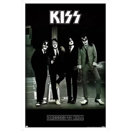 Постер в рамке Trends International Kiss, белый