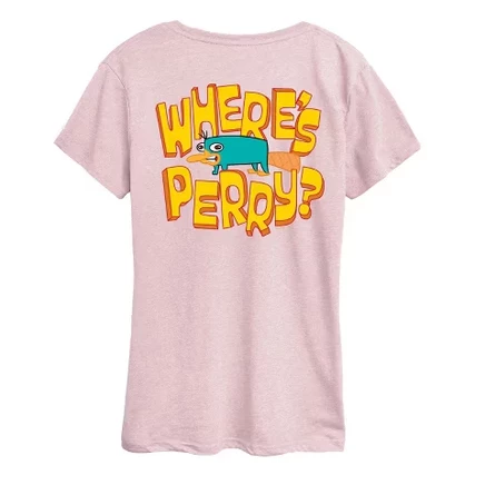 Женская футболка Phineas and Ferb «Где Перри», розовая