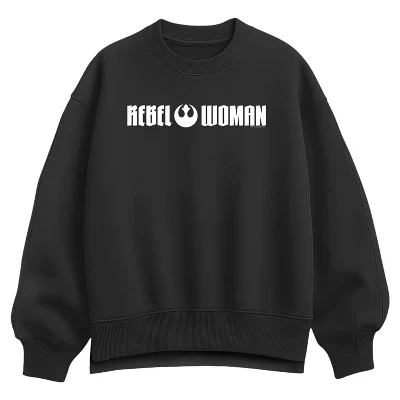 Женская толстовка Rebel Woman Oversize из флиса черного цвета