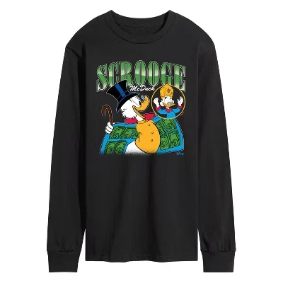 Мужская футболка с длинным рукавом и графическим принтом Scrooge McDuck Bootleg - Duck Tales - черная