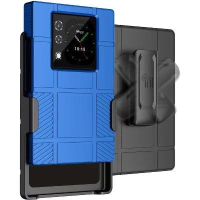 Комбинированный чехол для телефона Unihertz Titan 2 - Жесткий чехол и кобура с зажимом для ремня синего цвета