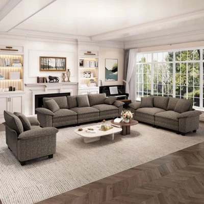 Модульный комплект диванов Cloud Modular 6ШТ Loveseat, удобный диван с глубоким сиденьем для гостиной, вельвет и синель из ткани ясень