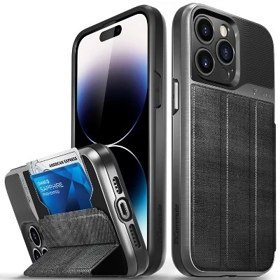 Чехол-портмоне vCommute для Apple iPhone 14 Pro Max, чехол с подставкой, кожаный держатель для карт [Защита от падения военного класса], Коричневый, черный