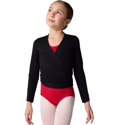 Девочковая кофта с запахом Capezio, черная