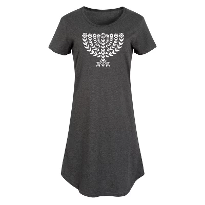 Женское платье-футболка с цветочным принтом Menorah и графическим рисунком heather charcoal