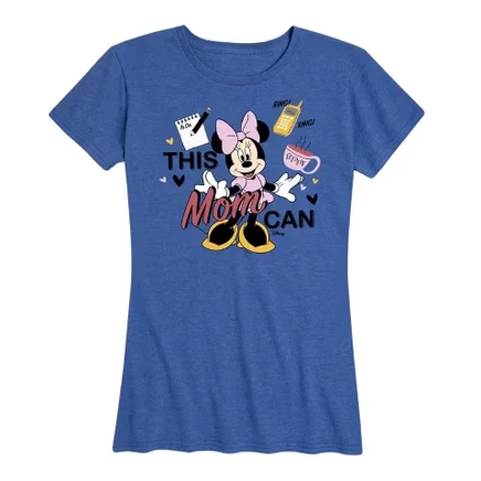 Женская футболка Disney «This Mom Can», меланжево-синяя
