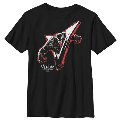 Boy's Venom: Let There be Carnage Блестящая футболка с V-образным вырезом черного цвета