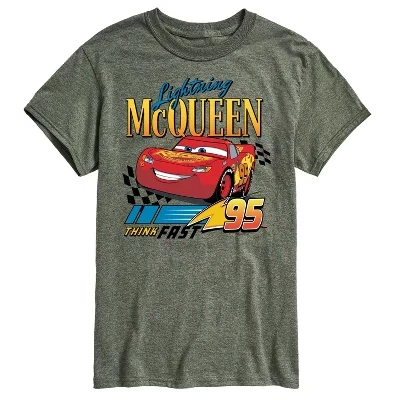 Мужская футболка с коротким рукавом и графическим рисунком Lightning McQueen Think Fast 95, зеленая