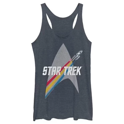 Женская спортивная майка Enterprise Starfleet Rainbow Streak Racerback темно-синего цвета из вереска
