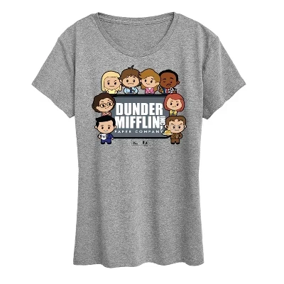 Женская футболка с коротким рукавом и рисунками персонажей Chibi от Dunder Mifflin Paper Company