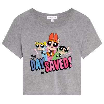 Женский укороченный топ с коротким рукавом Athletic Heather от Powerpuff Girls Day Saved Dylan