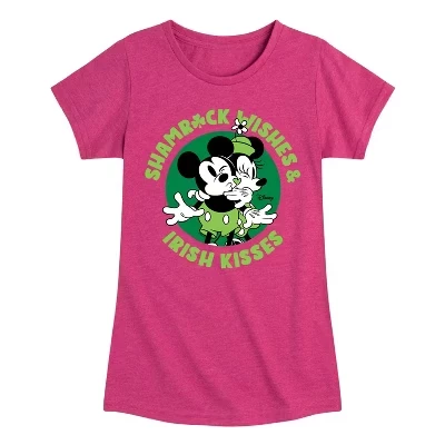 Приталенная футболка с коротким рукавом и рисунком цвета Хизер фуксия от Shamrock Wishes Irish Kisses