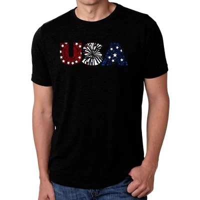 Usa Fireworks - мужская футболка премиум-класса с надписью Word Art, черная